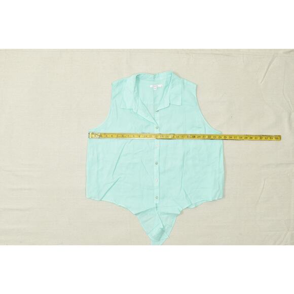 Chico's Plus Size 4 (US 20) Linen Sleeveless Top Tie Front Blouse Mint Green - Picture 2 of 8